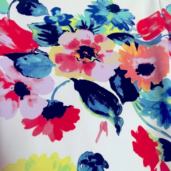 EUC Tahari by ASL Trumpet Sleeve Floral Shift Dress Size 10 - Picture 11 of 14